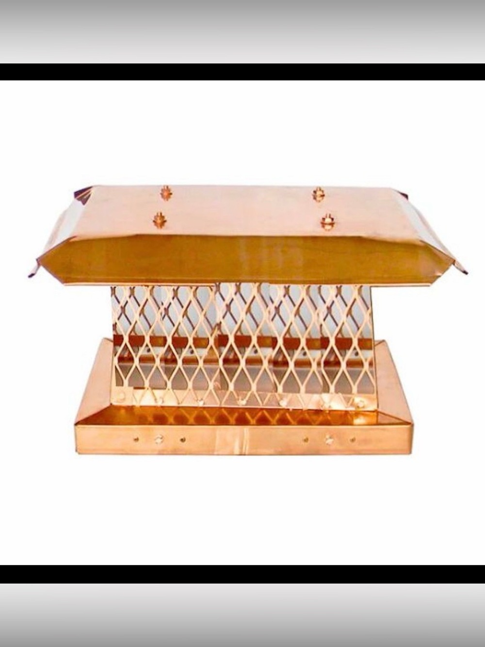 Copper Chimney Cap - Bolt On Single Flue with Flat Lid - MADE IN U.S.A.